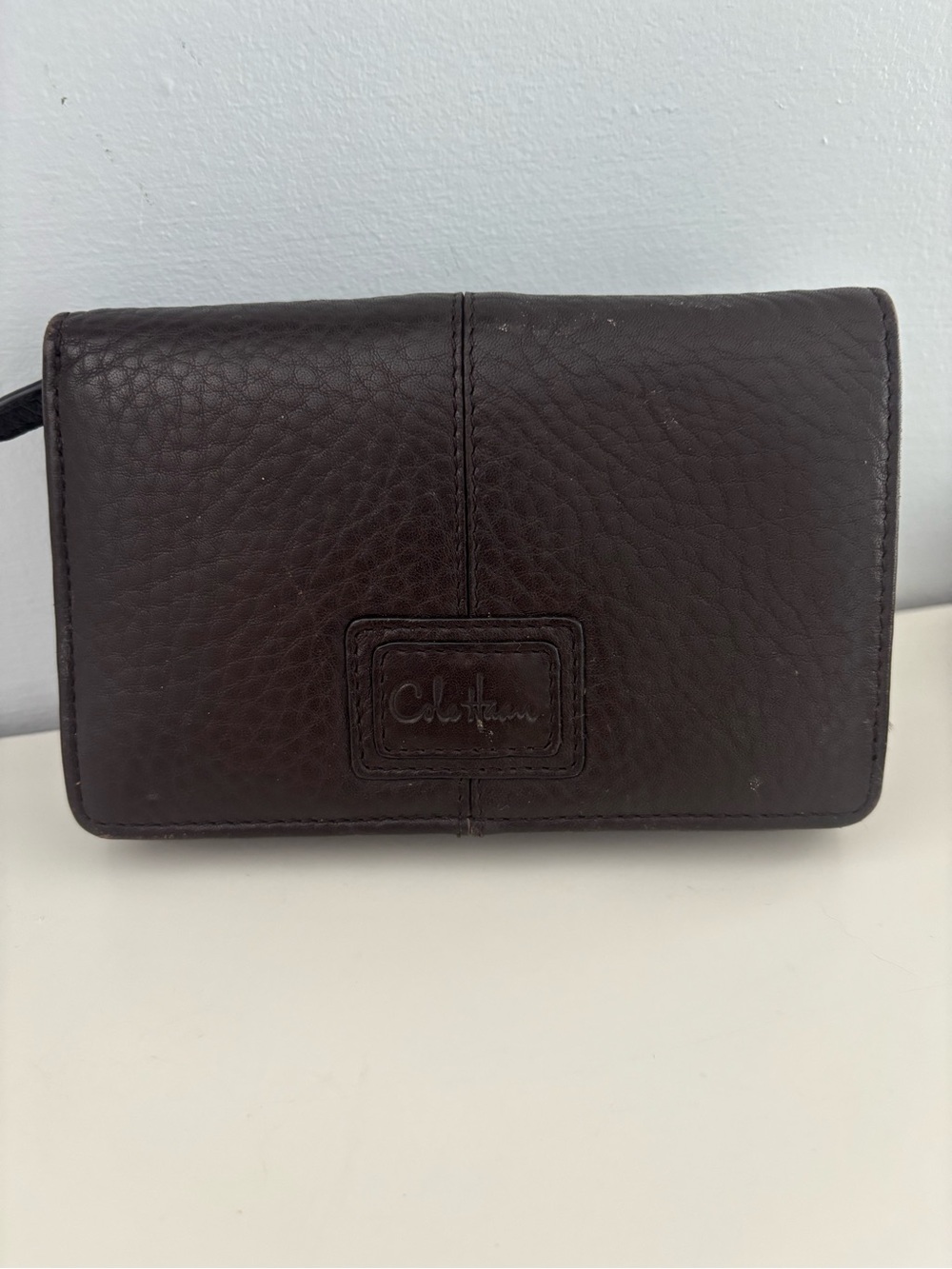 Cole Haan Dark Brown Pebbled Leather Wallet
